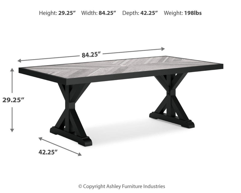 Beachcroft Outdoor Dining Table and 4 Chairs in Black/Light Gray - PKG021236