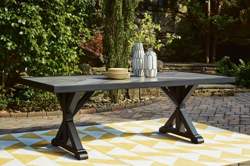 Beachcroft Outdoor Dining Table and 4 Chairs in Black/Light Gray - PKG021236
