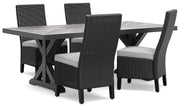 Beachcroft Outdoor Dining Table and 4 Chairs in Black/Light Gray - PKG021236