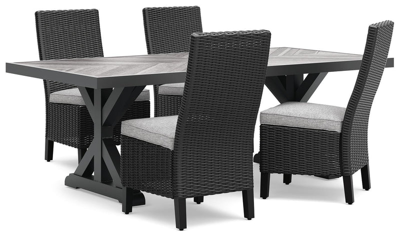 Beachcroft Outdoor Dining Table and 4 Chairs in Black/Light Gray - PKG021236