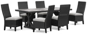 Beachcroft Outdoor Dining Table and 6 Chairs in Black/Light Gray - PKG021235