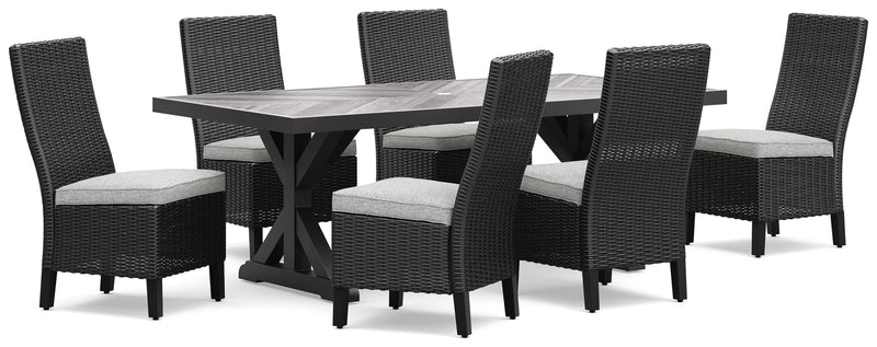 Beachcroft Outdoor Dining Table and 6 Chairs in Black/Light Gray - PKG021235