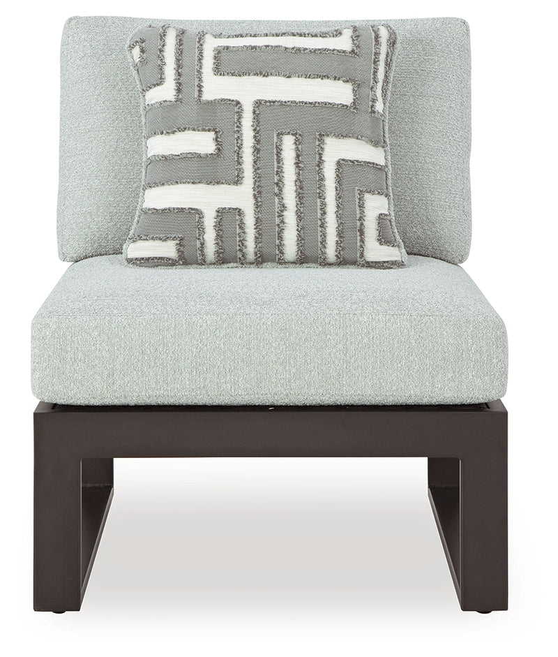 Beachloft 5-Piece Outdoor Sectional with Ottoman in Black/Gray from Ashley - Luna Furniture