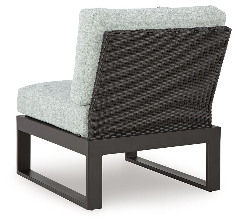 Beachloft 5-Piece Outdoor Sectional with Ottoman in Black/Gray from Ashley - Luna Furniture
