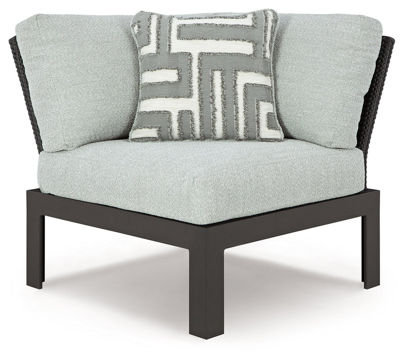 Beachloft 5-Piece Outdoor Sectional with Ottoman in Black/Gray from Ashley - Luna Furniture