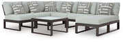 Beachloft 8-Piece Sectional with Ottoman and Coffee Table in Black/Gray - PKG021169