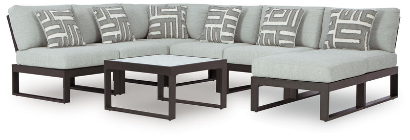 Beachloft 8-Piece Sectional with Ottoman and Coffee Table in Black/Gray - PKG021169