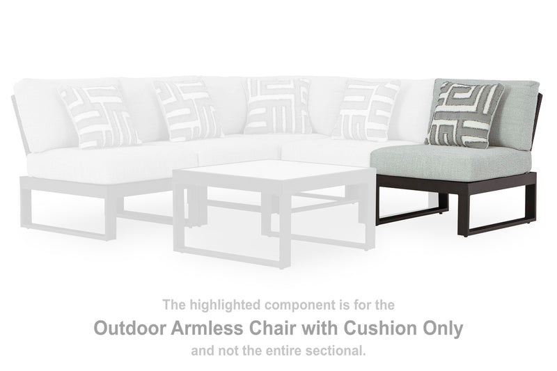 Beachloft Black/Gray Outdoor Armless Chair with Cushion - P490-846