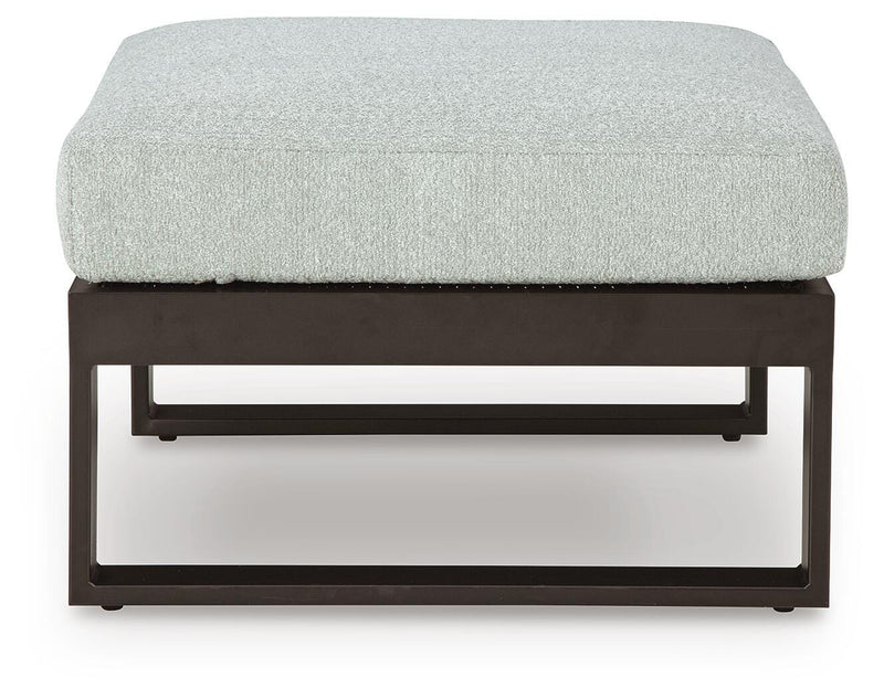 Beachloft Black/Gray Outdoor Ottoman with Cushion - P490-814