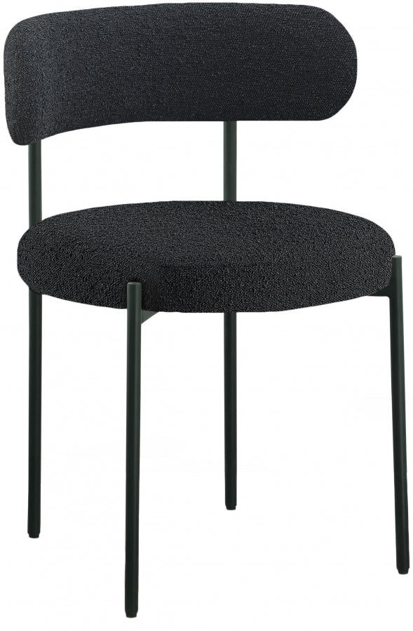 Beacon Boucle Fabric Upholstered Dining Chair in Black, Set of 2 - 880Black-C