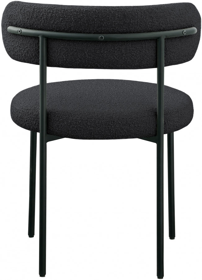 Beacon Boucle Fabric Upholstered Dining Chair in Black, Set of 2 - 880Black-C