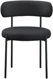 Beacon Boucle Fabric Upholstered Dining Chair in Black, Set of 2 - 880Black-C
