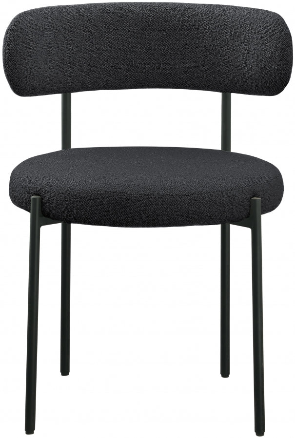 Beacon Boucle Fabric Upholstered Dining Chair in Black, Set of 2 - 880Black-C