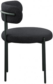 Beacon Boucle Fabric Upholstered Dining Chair in Black, Set of 2 - 880Black-C