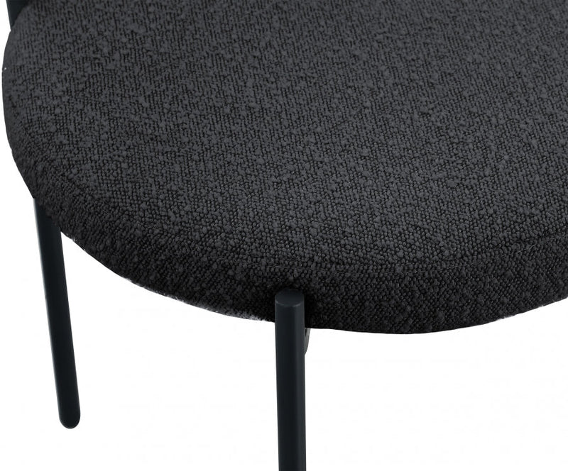 Beacon Boucle Fabric Upholstered Dining Chair in Black, Set of 2 - 880Black-C