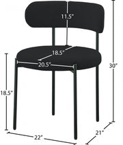 Beacon Boucle Fabric Upholstered Dining Chair in Black, Set of 2 - 880Black-C