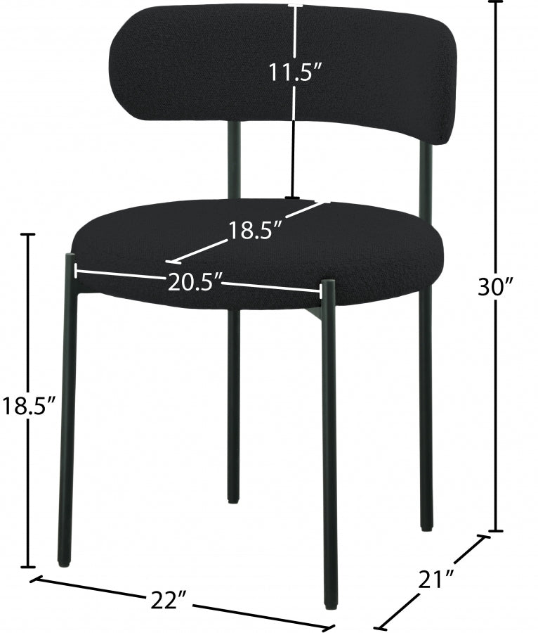 Beacon Boucle Fabric Upholstered Dining Chair in Black, Set of 2 - 880Black-C