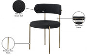 Beacon Boucle Fabric Upholstered Dining Chair in Black, Set of 2 - 887Black-C