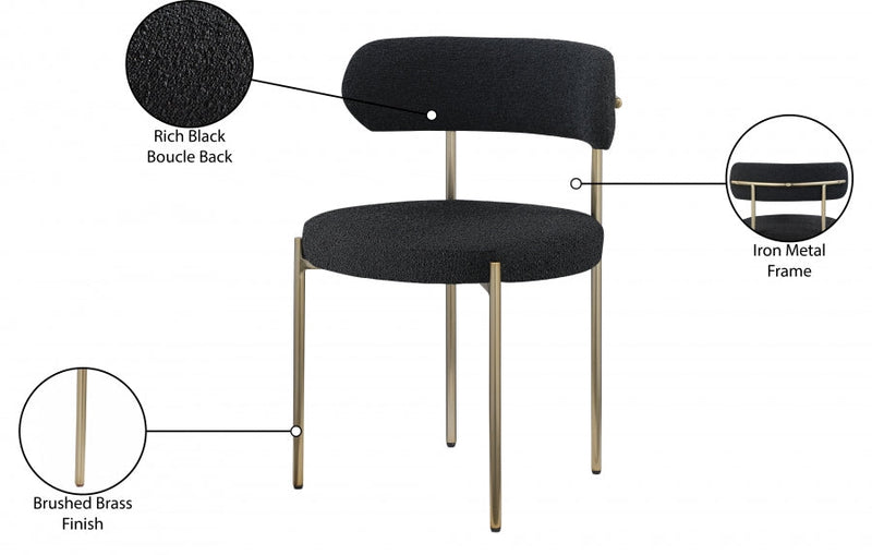 Beacon Boucle Fabric Upholstered Dining Chair in Black, Set of 2 - 887Black-C