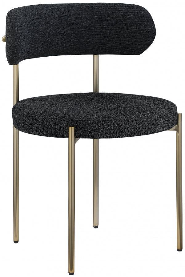 Beacon Boucle Fabric Upholstered Dining Chair in Black, Set of 2 - 887Black-C