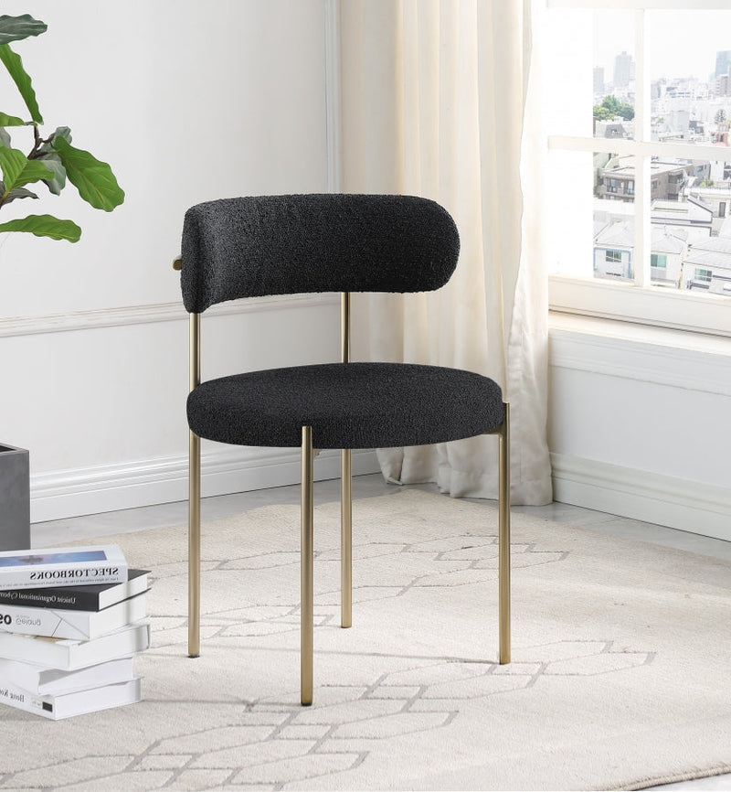 Beacon Boucle Fabric Upholstered Dining Chair in Black, Set of 2 - 887Black-C
