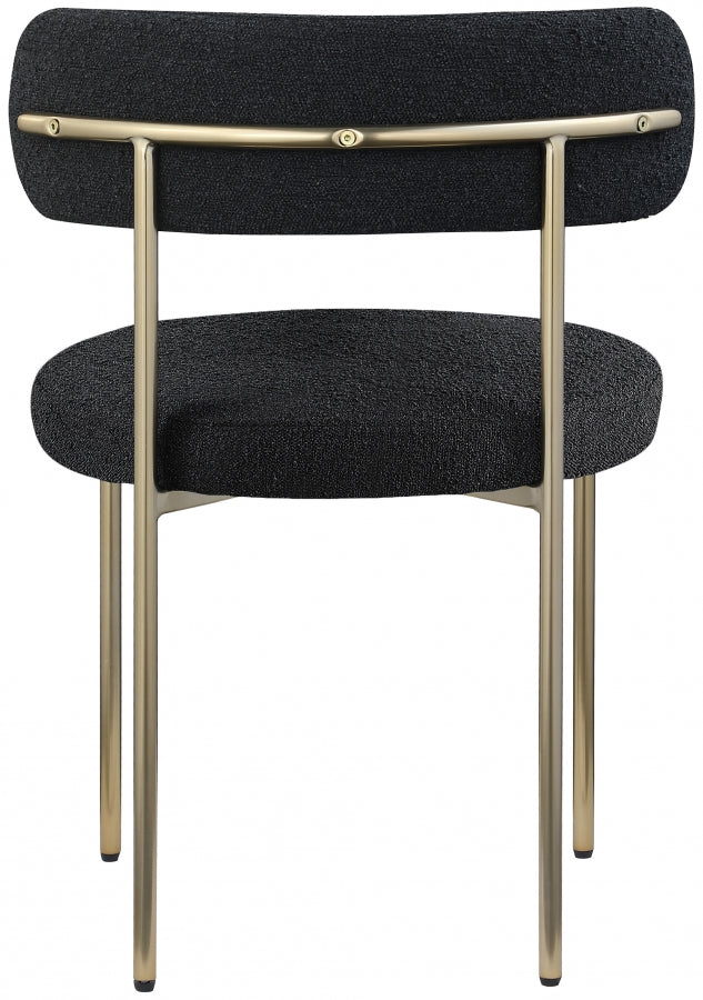 Beacon Boucle Fabric Upholstered Dining Chair in Black, Set of 2 - 887Black-C