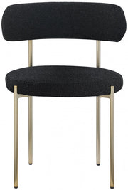 Beacon Boucle Fabric Upholstered Dining Chair in Black, Set of 2 - 887Black-C