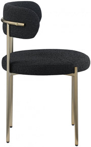 Beacon Boucle Fabric Upholstered Dining Chair in Black, Set of 2 - 887Black-C
