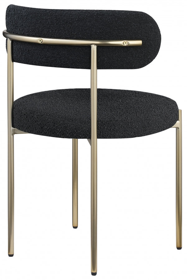 Beacon Boucle Fabric Upholstered Dining Chair in Black, Set of 2 - 887Black-C