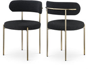 Beacon Boucle Fabric Upholstered Dining Chair in Black, Set of 2 - 887Black-C