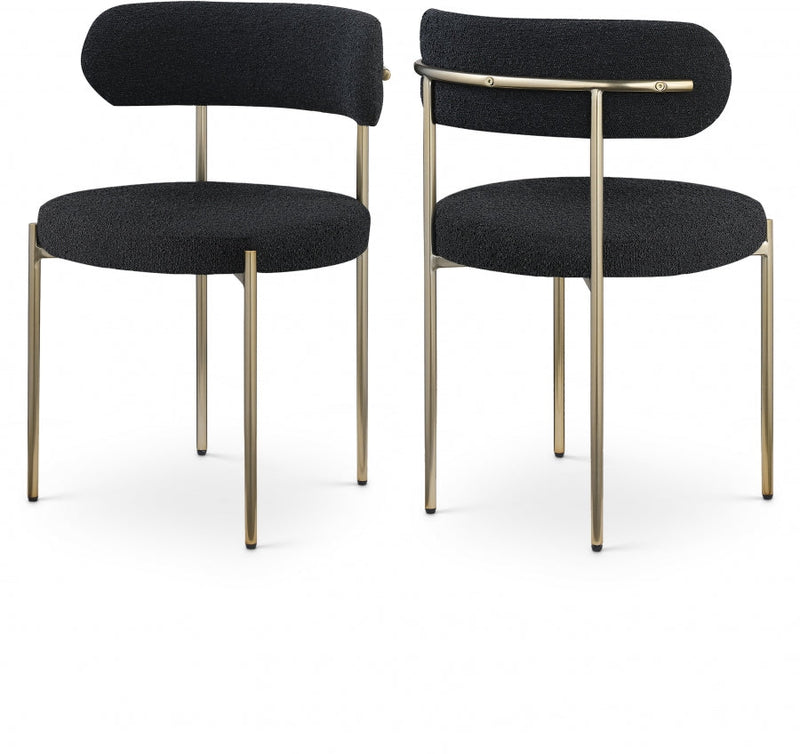 Beacon Boucle Fabric Upholstered Dining Chair in Black, Set of 2 - 887Black-C