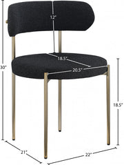 Beacon Boucle Fabric Upholstered Dining Chair in Black, Set of 2 - 887Black-C