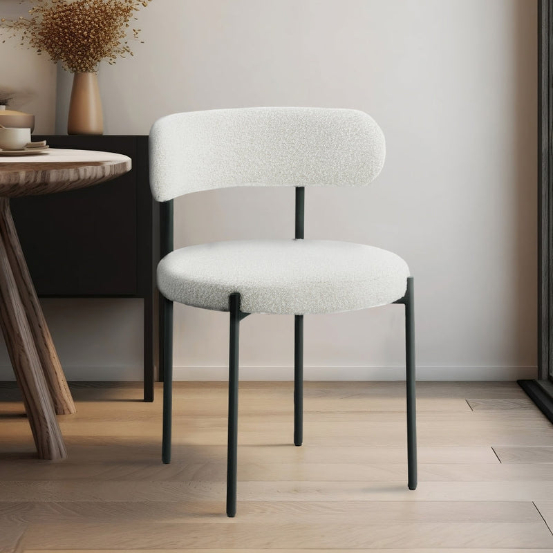 Beacon Boucle Fabric Upholstered Dining Chair in Cream, Set of 2 - 880Cream-C