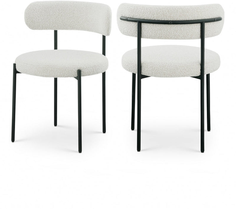 Beacon Boucle Fabric Upholstered Dining Chair in Cream, Set of 2 - 880Cream-C