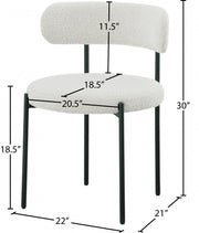 Beacon Boucle Fabric Upholstered Dining Chair in Cream, Set of 2 - 880Cream-C