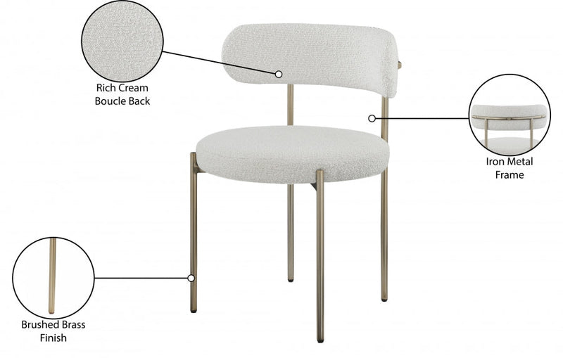 Beacon Boucle Fabric Upholstered Dining Chair in Cream, Set of 2 - 887Cream-C