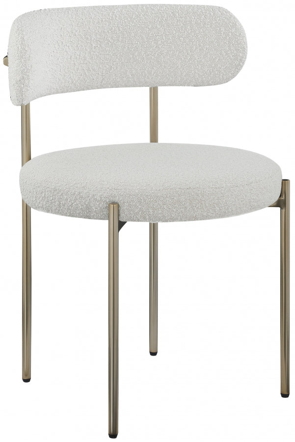 Beacon Boucle Fabric Upholstered Dining Chair in Cream, Set of 2 - 887Cream-C