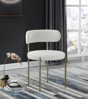Beacon Boucle Fabric Upholstered Dining Chair in Cream, Set of 2 - 887Cream-C