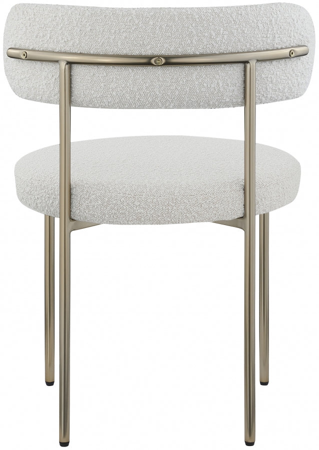Beacon Boucle Fabric Upholstered Dining Chair in Cream, Set of 2 - 887Cream-C