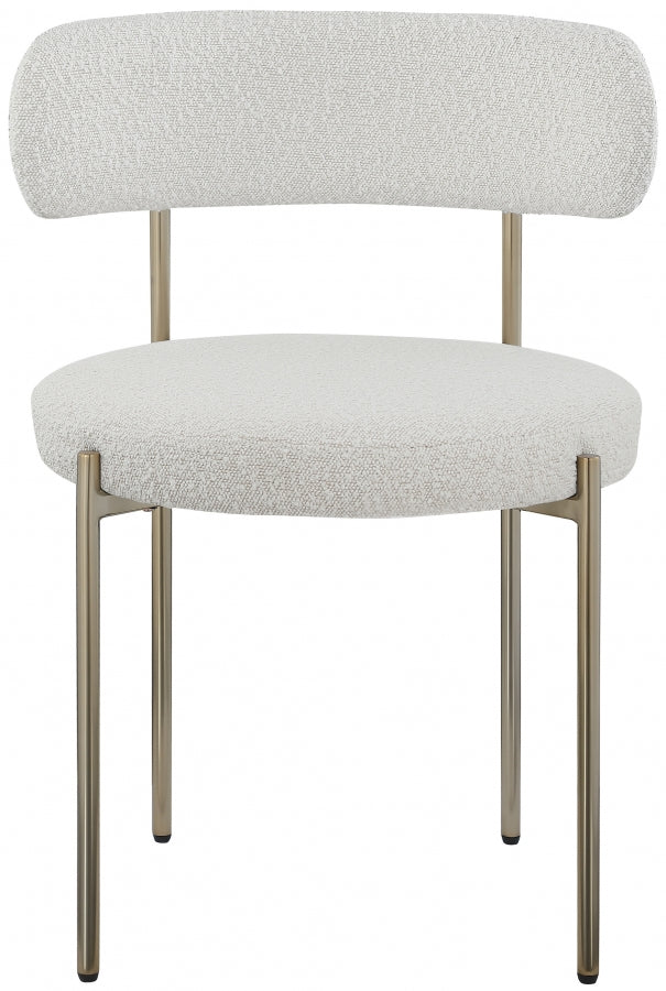 Beacon Boucle Fabric Upholstered Dining Chair in Cream, Set of 2 - 887Cream-C