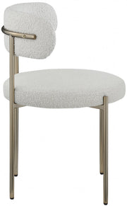 Beacon Boucle Fabric Upholstered Dining Chair in Cream, Set of 2 - 887Cream-C