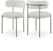 Beacon Boucle Fabric Upholstered Dining Chair in Cream, Set of 2 - 887Cream-C