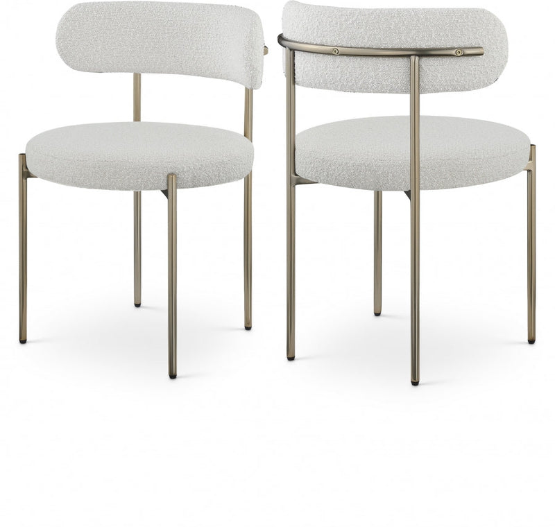 Beacon Boucle Fabric Upholstered Dining Chair in Cream, Set of 2 - 887Cream-C
