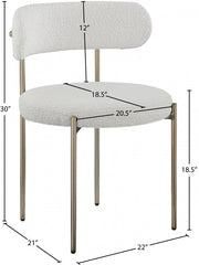 Beacon Boucle Fabric Upholstered Dining Chair in Cream, Set of 2 - 887Cream-C