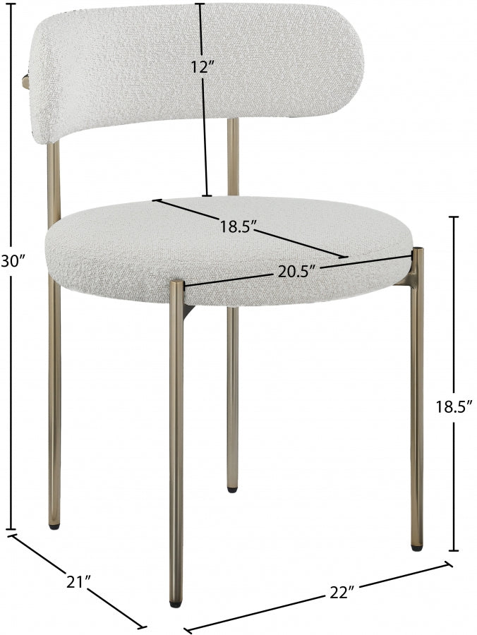 Beacon Boucle Fabric Upholstered Dining Chair in Cream, Set of 2 - 887Cream-C