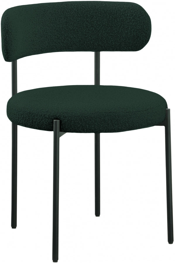 Beacon Boucle Fabric Upholstered Dining Chair in Green, Set of 2 - 880Green-C