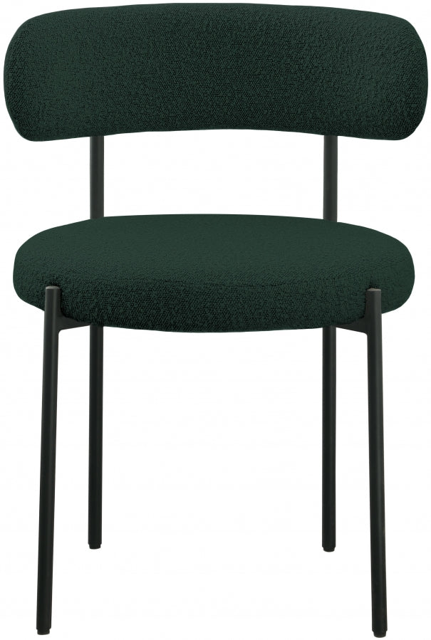 Beacon Boucle Fabric Upholstered Dining Chair in Green, Set of 2 - 880Green-C