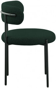 Beacon Boucle Fabric Upholstered Dining Chair in Green, Set of 2 - 880Green-C