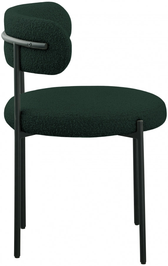 Beacon Boucle Fabric Upholstered Dining Chair in Green, Set of 2 - 880Green-C