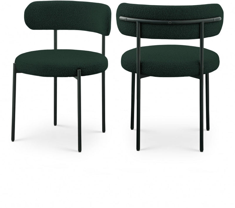 Beacon Boucle Fabric Upholstered Dining Chair in Green, Set of 2 - 880Green-C